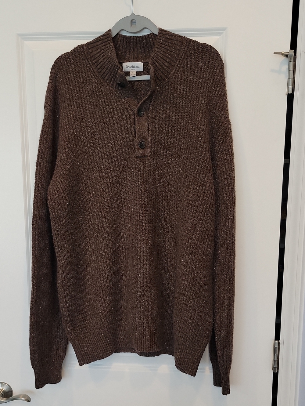 Goodfellow & Co. Quarter Button Pullover Sweater In Brown Multi Size Large NWOT